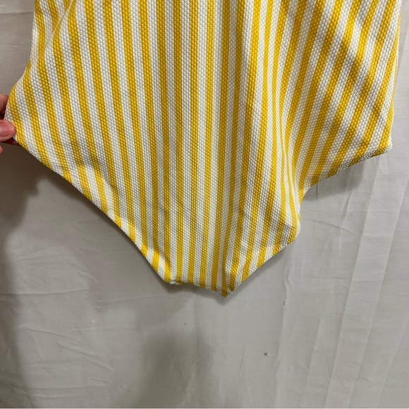 H&M Womens Yellow & White Striped Tank One Piece Swimsuit Size Medium - Picture 4 of 7